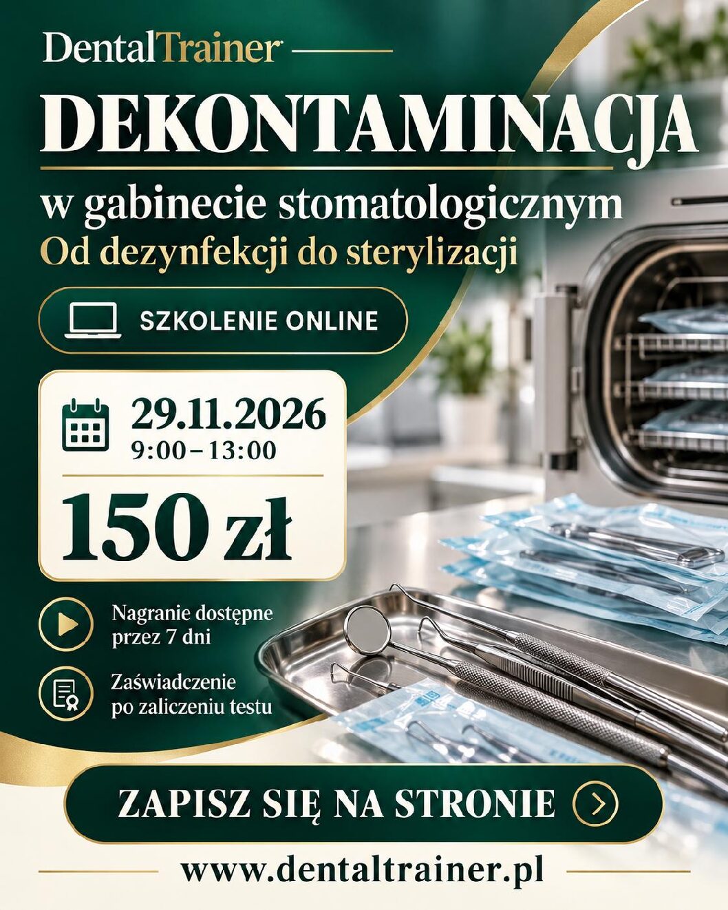 Dekontaminacja w gabinecie stomatologicznym – od dezynfekcji do sterylizacji.